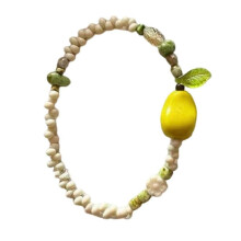 (1) Pear Design Resin Bead Stretchy Wristband Stackable Jewelry For Women Girls Fashion Accessory Gift Multicolor