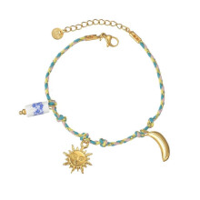 (B1212 B) Modern Bohemian Braided Cord Jewelry Piece With Metal Accent Comfortable Layering Bracelet For Daily Wear Multicolor