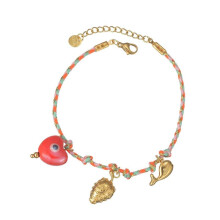 (B1212 D) Modern Bohemian Braided Cord Jewelry Piece With Metal Accent Comfortable Layering Bracelet For Daily Wear Multicolor