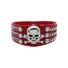 (Red) Trendy Skull Metal Bracelet Sturdy Materials Suitable for Both Men and Women Who Love Individual Styles Daily Use Multicolor
