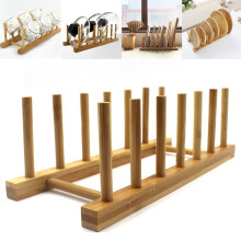 Scolapiatti innovativo in bambù, organizer per mobili da cucina in bambù massiccio, portabottiglie ad asciugare, superficie facile da pulire con