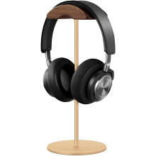 Headset-Ständer aus Walnussholz und Aluminium, platzsparendes Schreibtischaccessoire, stilvolles Design mit stabilem, schwerem Fuß, universelle