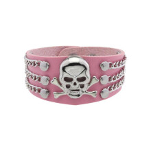 (Pink) Trendy Skull Metal Bracelet Sturdy Materials Suitable for Both Men and Women Who Love Individual Styles Daily Use Multicolor