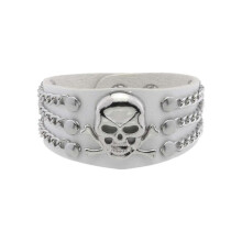 (White) Trendy Skull Metal Bracelet Sturdy Materials Suitable for Both Men and Women Who Love Individual Styles Daily Use Multicolor
