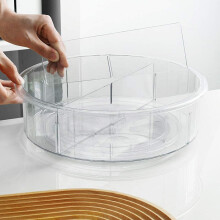 Multifunctionele draaibare organizer (Lazy Susan), 360 graden draaibaar, voor keuken, badkamer en kantoor. Transparante acryl draaibare organizer met