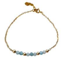 (Aquarium) 3mm Faceted Natural Crystal Birthstone Bracelet Adjustable 17cm+5cm Lightweight 4g Bead Bracelet For All Occasion Multicolor