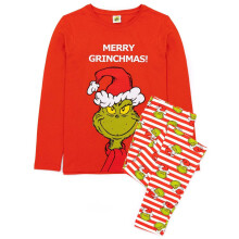 (S, Red/Green/White) The Grinch Womens/Ladies Christmas Pyjama Set