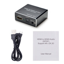 HDMI-audio-extractor voor thuisbioscoopsystemen, stereo-extractor met optische TOSLINK SPDIF- en 3,5 mm analoge audio-uitgang, hoge definitie