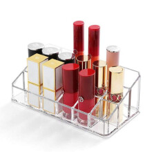 Professioneller, kristallklarer Lippenstifthalter, rechteckiger Kosmetikorganizer aus transparentem Acryl mit mehrstufiger Aufbewahrung für breite