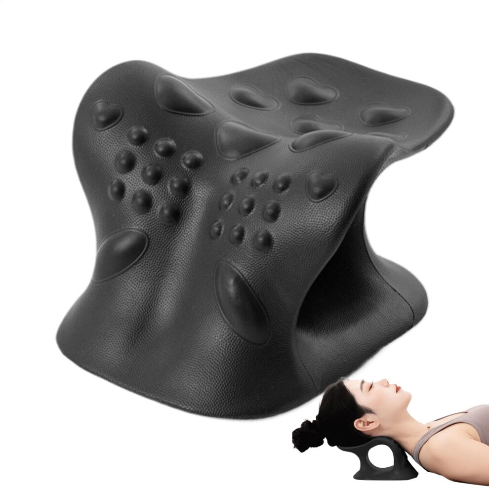 Black Neck And Shoulder Massager Stretcher, Relaxer Pillow, Cervical Spine Alignment Equipment