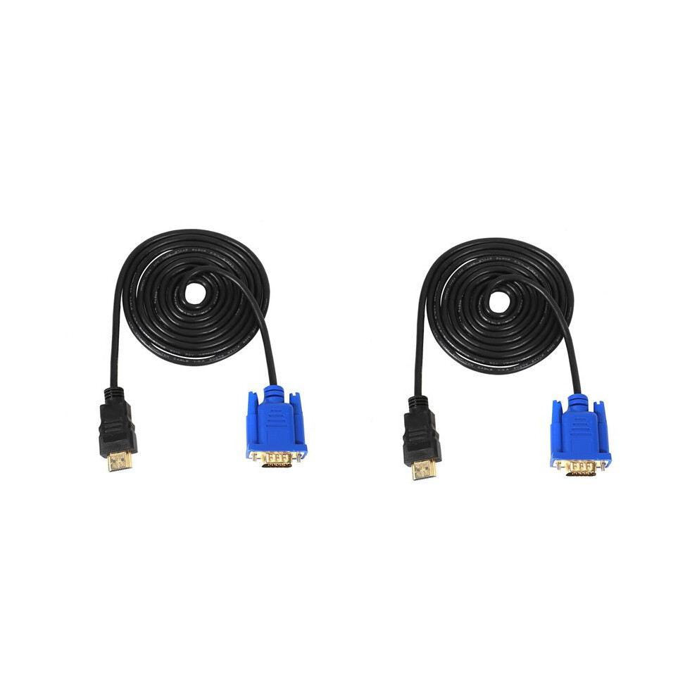 2X Hdtv Hdmi Male To Vga Hd-15 Male 15Pin Adapter Cable 6Ft 1.8M 1080P Gold 4713061090717