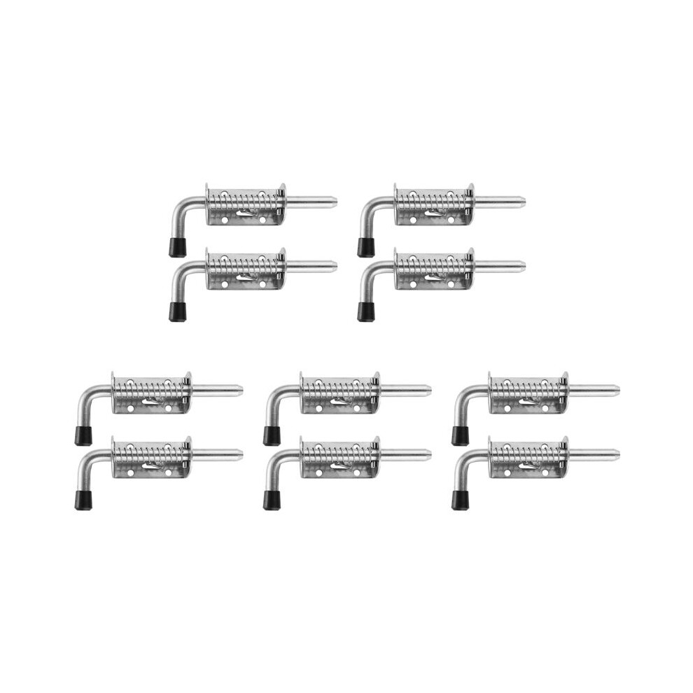 10Pcs 5 Inch Stainless Steel Spring Loaded Latch Pin Barrel Bolt 2Mm Thickened Door Lock Brushed 4712323269052