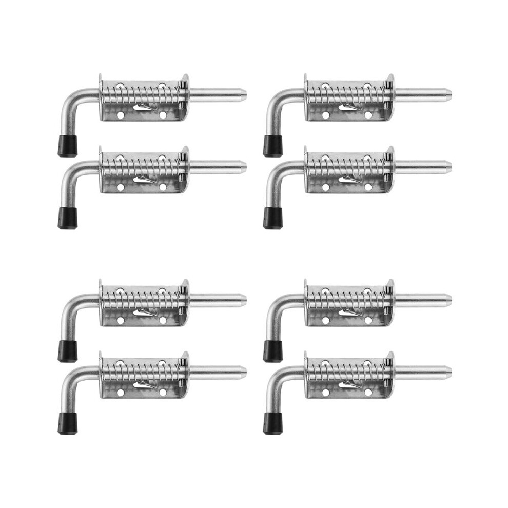 8Pcs 5 Inch Stainless Steel Spring Loaded Latch Pin Barrel Bolt 2Mm Thickened Door Lock Brushed 4712340745430
