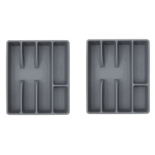 2X Kitchen Drawer Organizer Silverware Holder Utensil Organizer Cutlery Organizer Tray Plastic Flatware Organizers