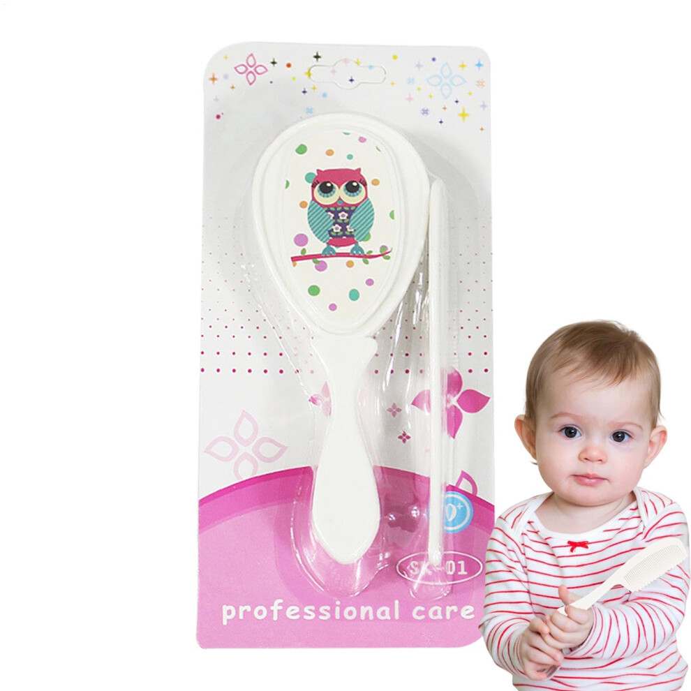 Baby Comb And Brush Set, Soft Bristle Baby Hairbrush Grooming Cradle Cap Hair Brush, Shower Kids Products Safety Scalp Care For Sensitive Skin White