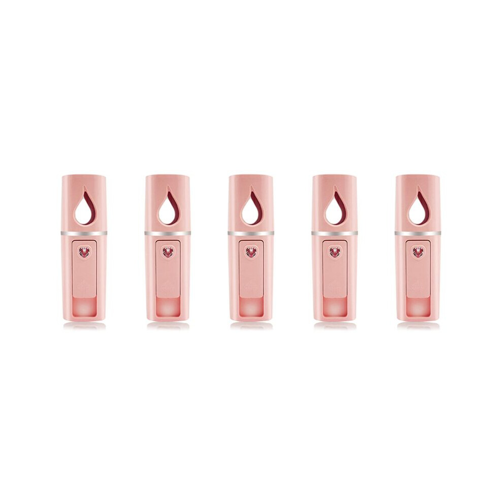 Pink 5X Portable Nano Facial Mister Mini Facial Steamer Atomization Eyelash Extensions With Mirror