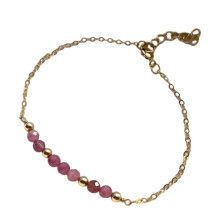 (Strawberry crystal) 3mm Faceted Natural Crystal Birthstone Bracelet Adjustable 17cm+5cm Lightweight 4g Bead Bracelet For All Occasion Multicolor