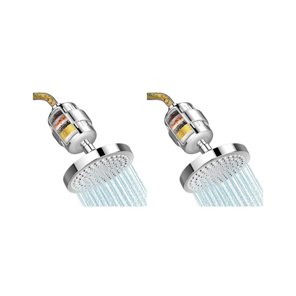 2X Shower Head And Water Filter, 15 Stage Shower Filter Removes Chlorine & Harmful Substances Water Softener Showerhead 6134218555107