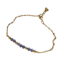 (Tanzanite) 3mm Faceted Natural Crystal Birthstone Bracelet Adjustable 17cm+5cm Lightweight 4g Bead Bracelet For All Occasion Multicolor