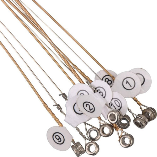 30Pcs Tuning Pin Nails & 30Pcs Rivets,with L-Shape Tuning Wrench,10 String Laiyaqin String for Lyre Harp String