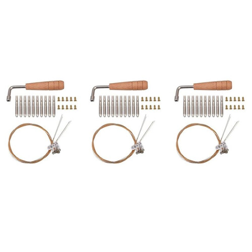 30Pcs Tuning Pin Nails & 30Pcs Rivets,with L-Shape Tuning Wrench,10 String Laiyaqin String for Lyre Harp String 1