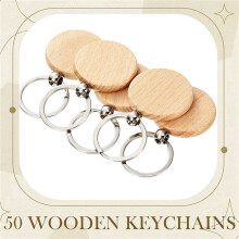 100 Pieces Blank Wooden Key Tag Key Engraving Blanks Unfinished Wood Keychain Key Key Tags for DIY Crafts,Round