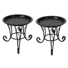 2X European Style Simple Mini Flower Stand Flower Pot Succulent Flower Shelf Iron Stand + Iron Plate for Desktop Balcony