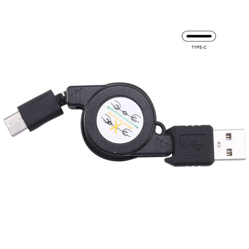 4X USB Type C USB 3.1 Retractable Cable Charger Charging Type-C USB-C Cable Black 1