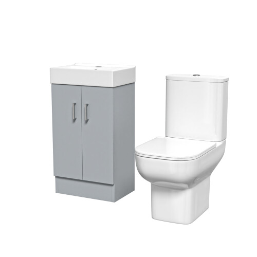 NES Home Nes Home 450mm Matte Grey Basin Vanity & Toilet 1
