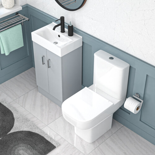 NES Home Nes Home 450mm Matte Grey Basin Vanity & Toilet 2