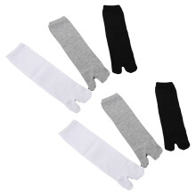 6 Pairs Japanese Kimono Flip Flop Sandal Split Toe Tabi Ninja Geta Zori Socks White+Black+Grey