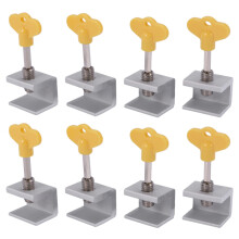 2 Sets Adjustable Sliding Window Locks Stop Aluminum + Plastic Door Frame Security Lock with Keys