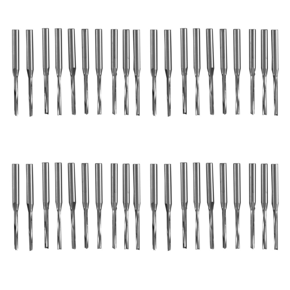 40 Pcs Two Flutes Straight End Mills Straight Slot Bit Wood Cutter Two Double Flute Bits 3.175X2x17mm For Cnc Router 4712340764684