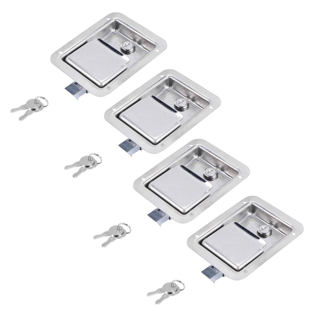 Hardware 4 Pack Stainless Steel Paddle Slam Latch With Lock & Key - Flush Single Point Handle For Door Trailer Rv Jeep 4711641849984