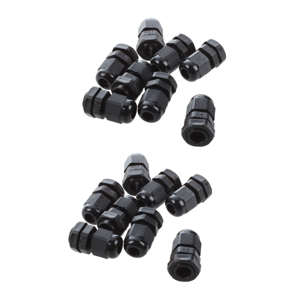 16 Pcs Pg7 Plastic Waterproof Cable Gland Connector 3-6.5Mm Black 6132123118318