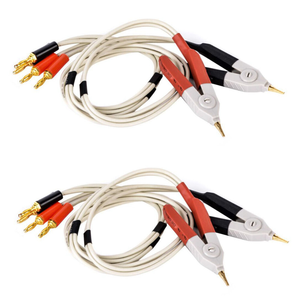 2 Pair Insulated Banana Plug Clips Cable Low Resistance Lcr Clip Probe Leads Test Meter Terminal Kelvin New 6031370427801
