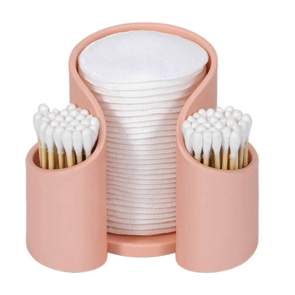 Pink Cotton Swab Dispenser, Qtip Holder For Desk, Travelfriendly Case Â