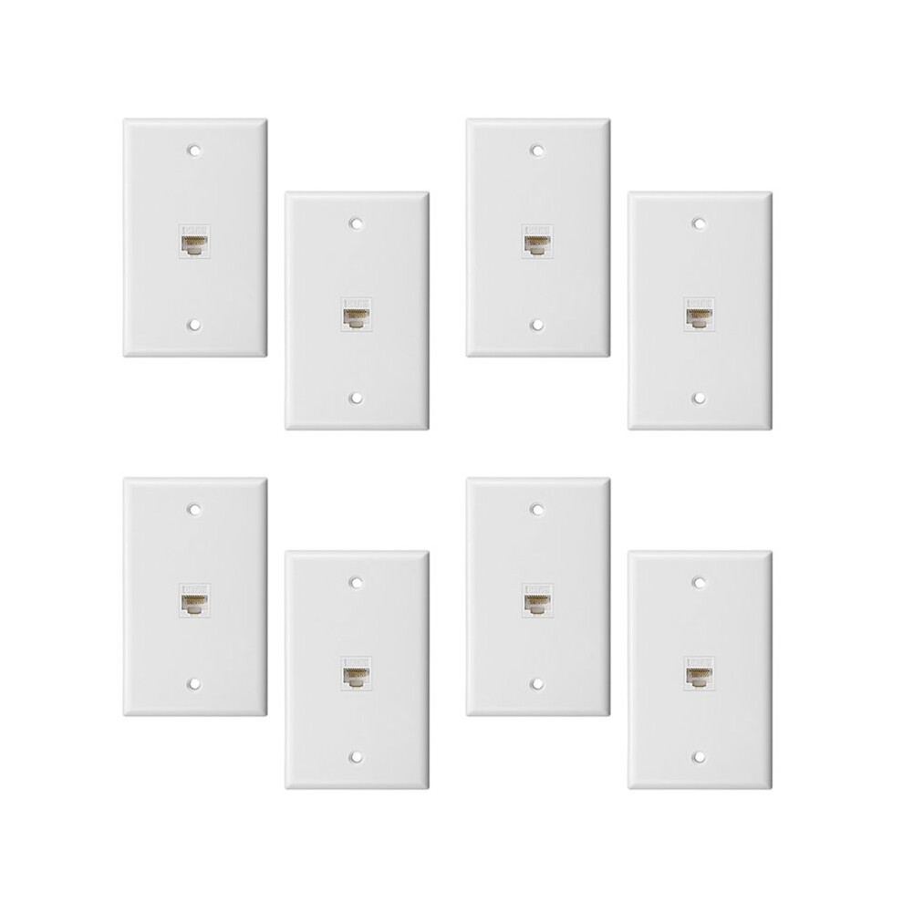 8-Pack 1-Port Ethernet Wall Plate, Keystone Jack Wall Plate With Rj45 Keystone Female To Female Inline Coupler Insert 4711200183283