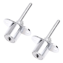 2pcs 19mm Cylinder Head Diameter Silver Tone Metal Drawer Plunger Lock with 2 Keys