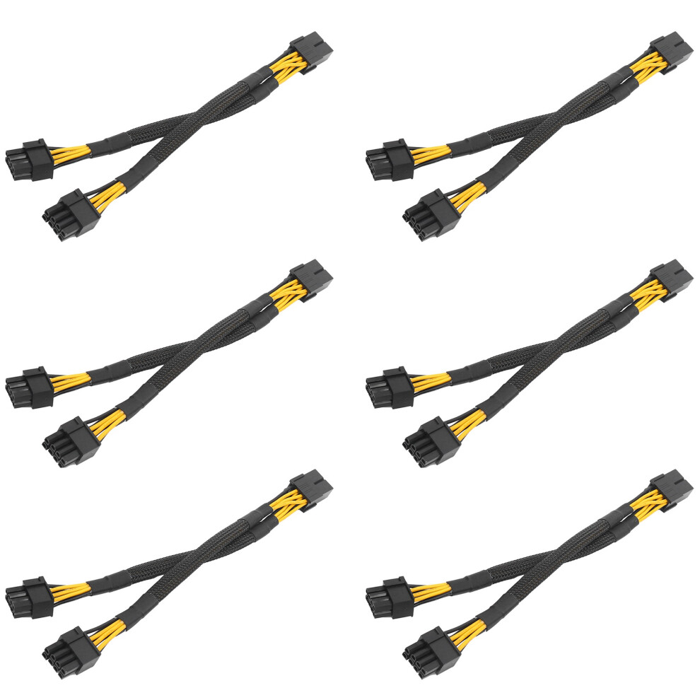6Pcs Gpu Pcie 8 Pin Female To Dual 2X 8 Pin (6+2) Male Pci Express Power Adapter Braided Y-Splitter Extension Cable,20Cm 4711094196369
