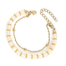 (white agate C) Multipurpose Handmade Natural Beads Bracelet Offering Protective and Peace Craft Supplies Sturdy Chain for Adults Multicolor