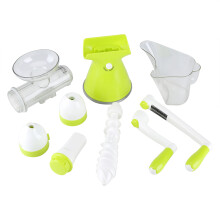 Extracteur de jus à pression à froid portable conforme aux normes de sécurité alimentaire, avec ventouses et manivelle élargie.