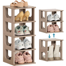 Torre de sapatos versátil, sapateira de plástico de alta qualidade para corredor e varanda, compartimentos reforçados para todos os tipos de