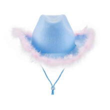 (blue powder fur) Furry Brim Cowboy Hat for Women Wide Brim Cowgirl Hat Wedding Party Props Bachelorette Party Western Hat for Bridal  pink white hair