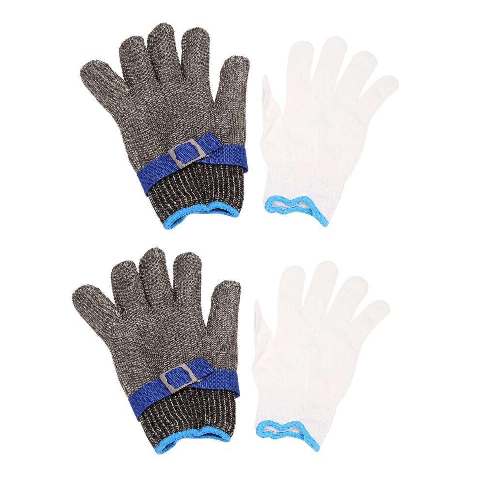2X Cut Resistant Gloves-Stainless Steel Wire Mesh Butcher Safety Work Gloves For Meat Cutting, Fishing(Extra Large) 4711793118693