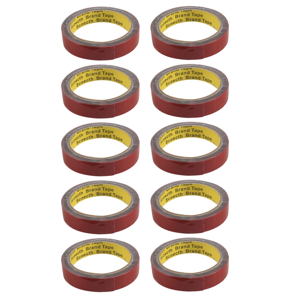 10Pcs 3M Strong Permanent Double Sided Super Sticky Foam Tape Roll For Vehicle Car, Red 20Mm X 3M 4713816328508