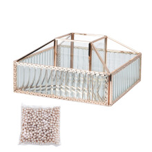 Dekorative Vitrine in Roségold, staubdicht, Kosmetikkoffer, Schmuck- und Beauty-Tool-Organizer, Mehrzweck-Schminkkasten, Aufbewahrung aus