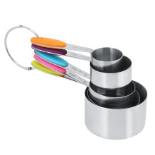 Ensemble de mesures en acier inoxydable : tasses et cuillères doseuses de précision pour la cuisine et la pâtisserie. Ustensiles de cuisine