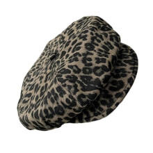 (Star anise hat brown) Fashion Animal Print Painters Hat PU Brims Beret Hat For Women Girl Outdoor Travel Casual Use Octagonal Hat Headwear Multicolor