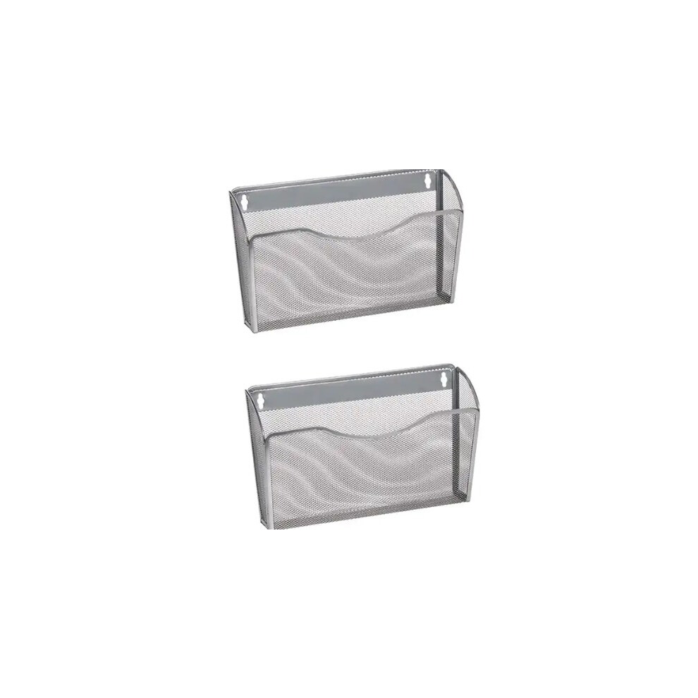 Wall Mounted File Organizer, Robust Wire Mesh Metal Durable Metal Structure For Home Office, 2-Pack, Easy Access Files, Space Saving Design Silver 9486358109441